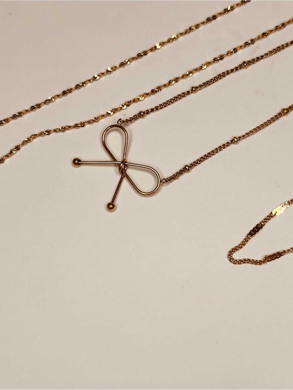 3 Pc Layered Rose Gold Tone Necklace Set | Monet | Adjustable Bow Necklace - Picture 8 of 13